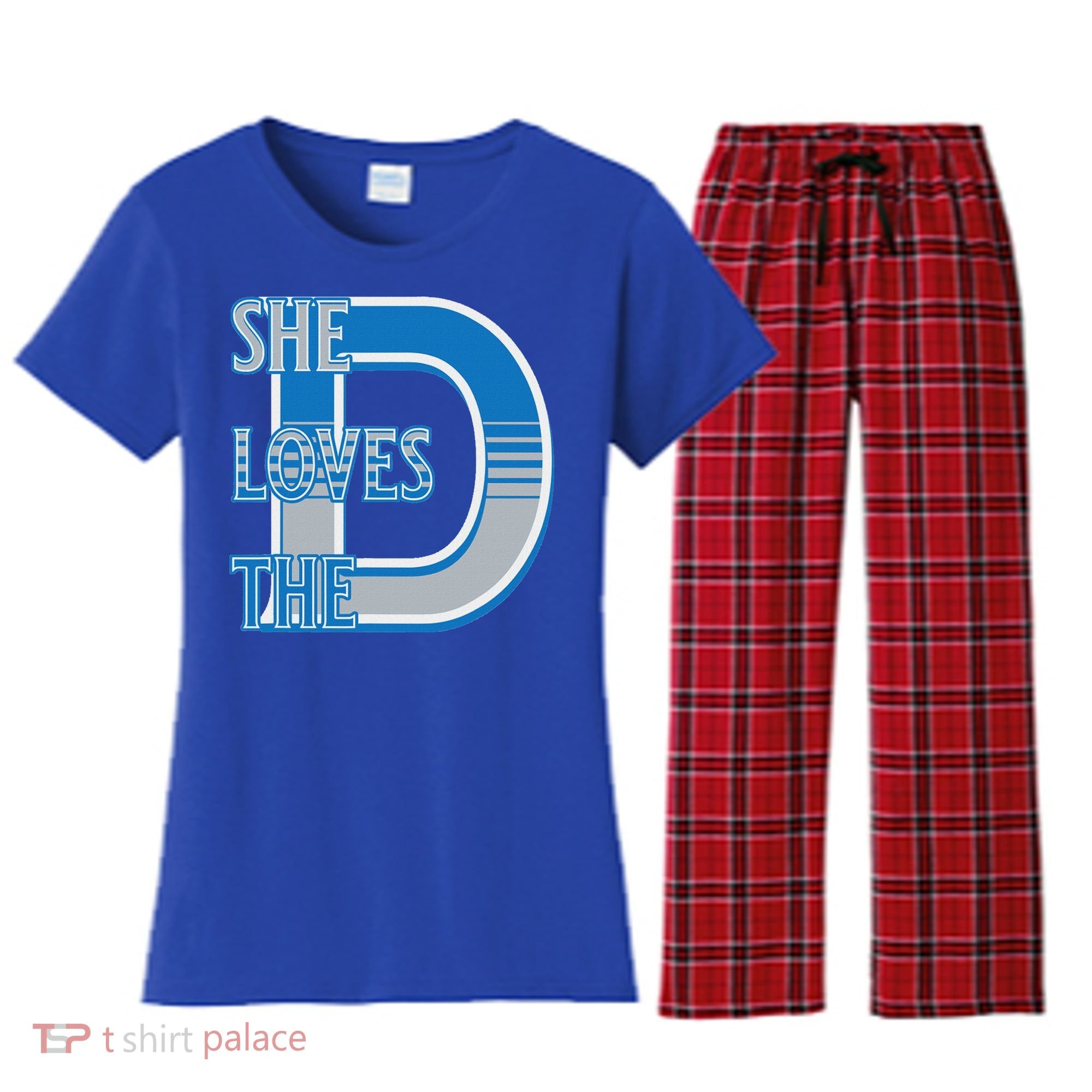 Detroit 313 She Loves The D Women's Flannel Pajama Set
