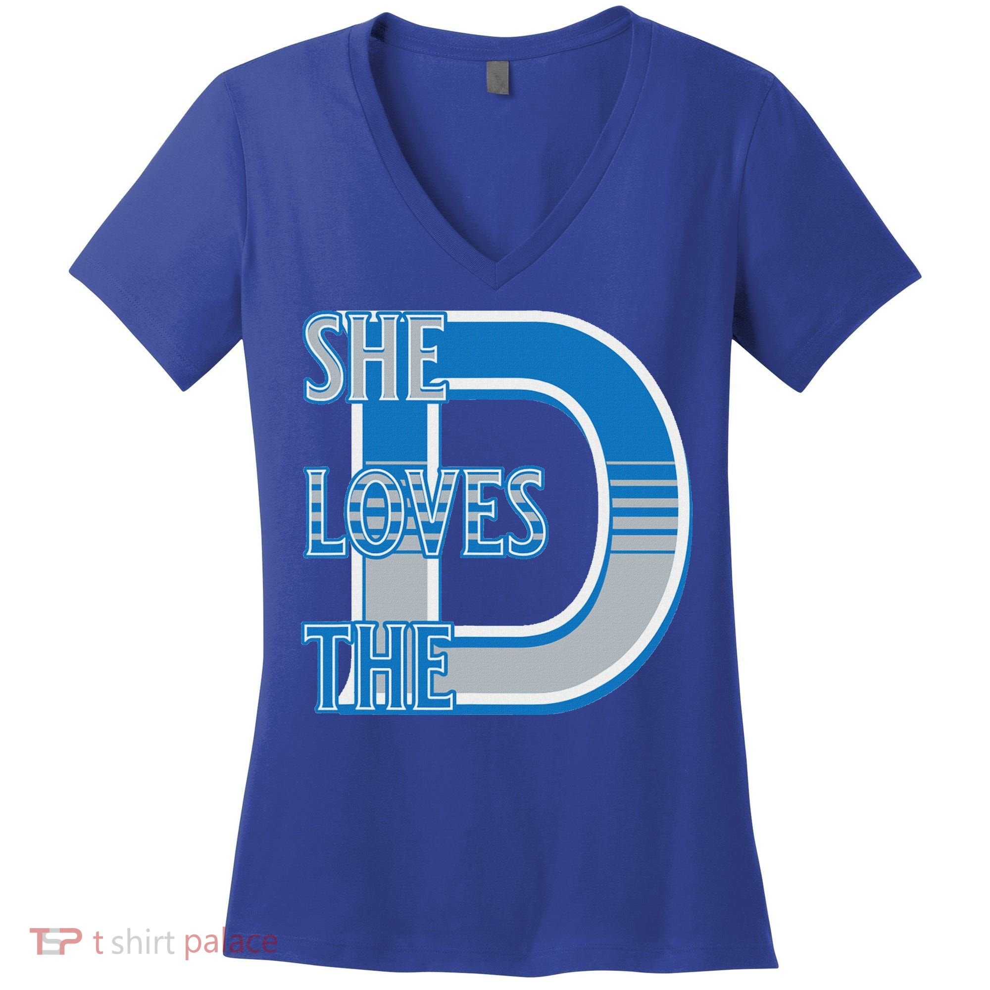 Detroit 313 She Loves The D Women's V-Neck T-Shirt