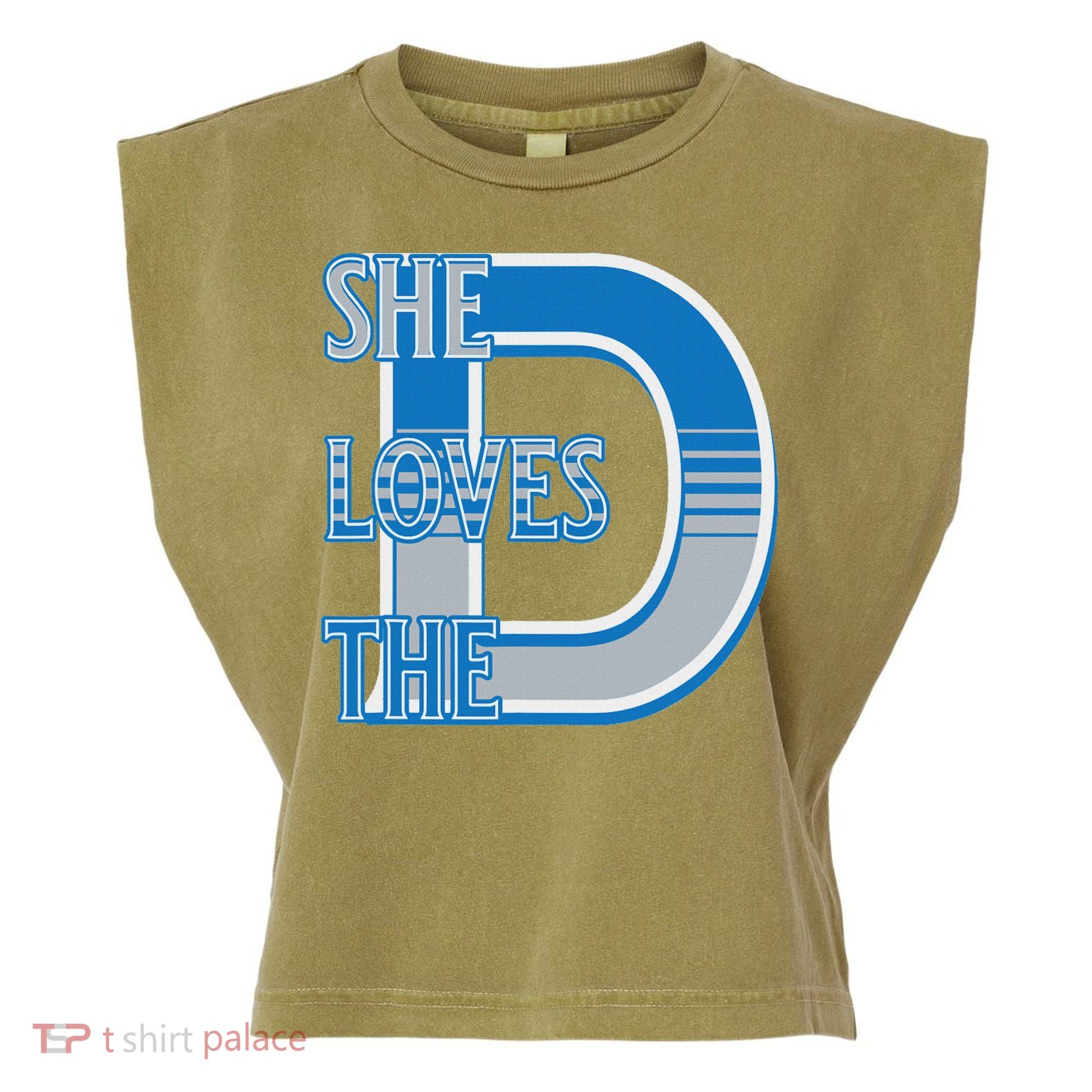 Detroit 313 She Loves The D Garment-Dyed Women's Muscle Tee