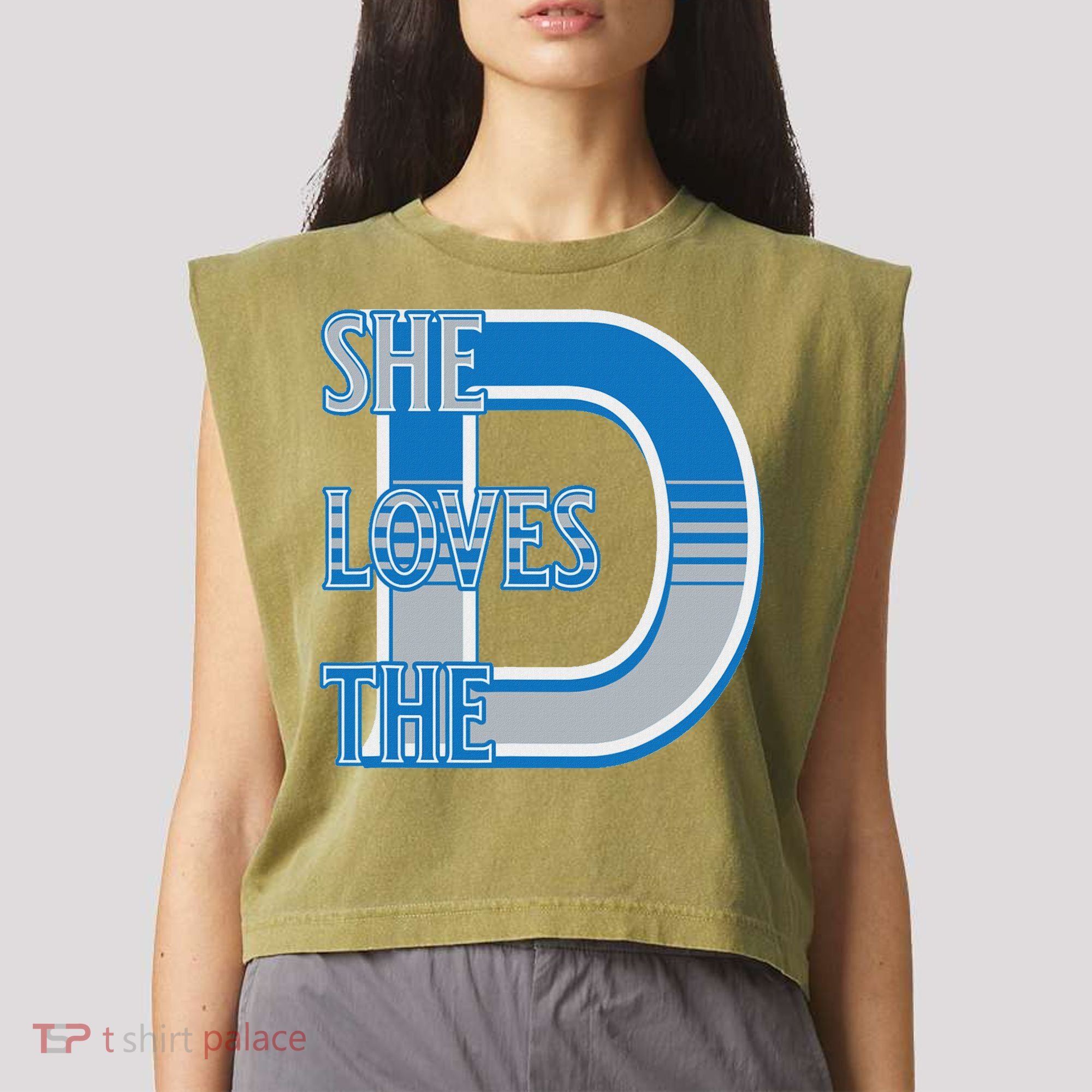 Detroit 313 She Loves The D Garment-Dyed Women's Muscle Tee
