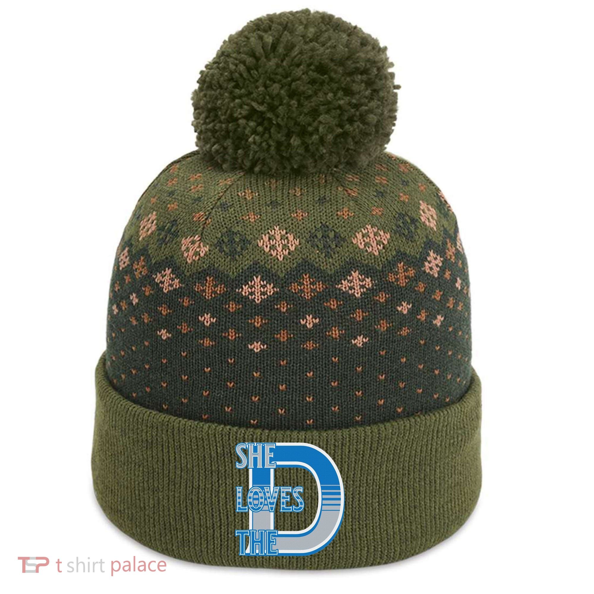 Detroit 313 She Loves The D The Baniff Cuffed Pom Beanie