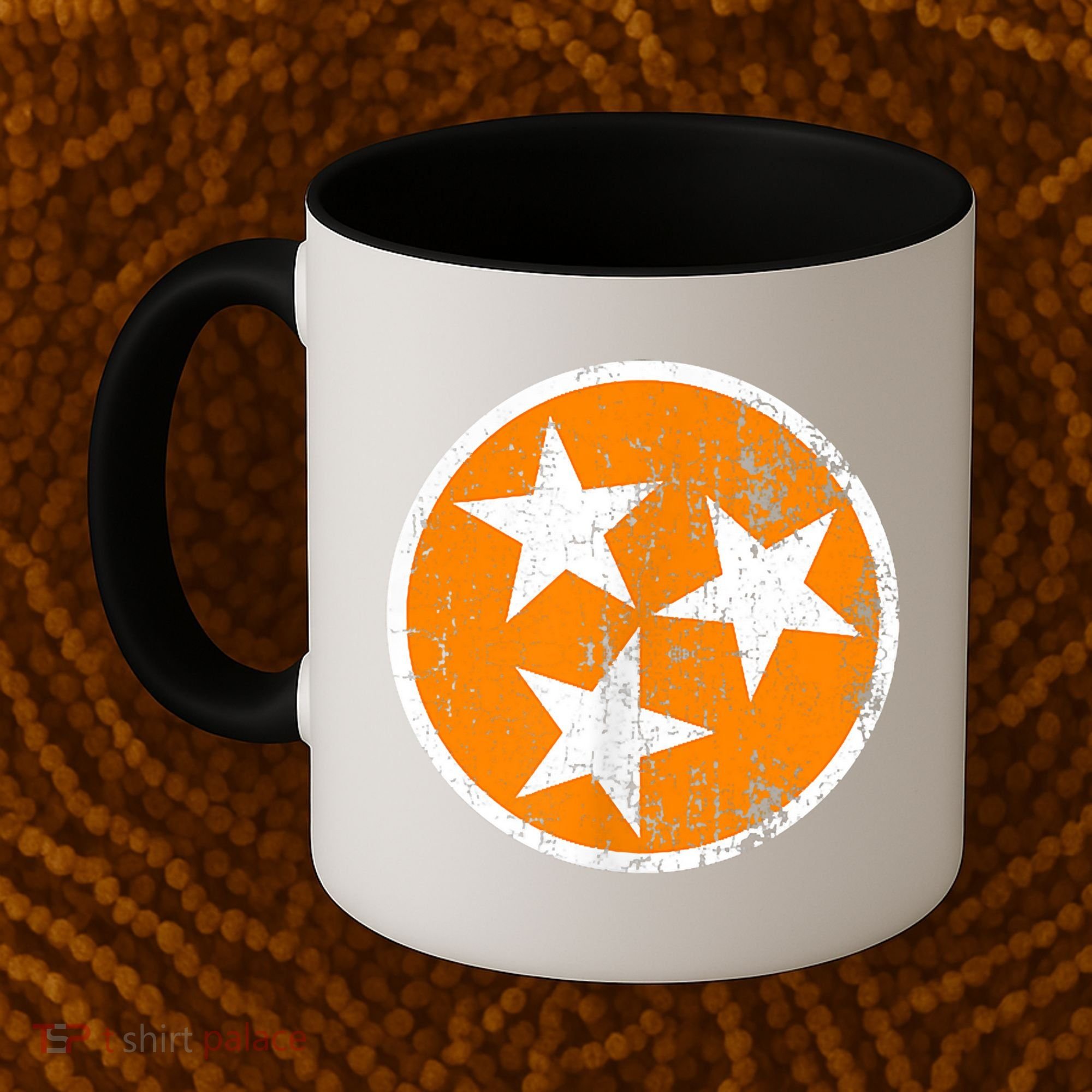 Distressed 3 Star Tn State Orange And White Tennessee Flag Coffee Mug