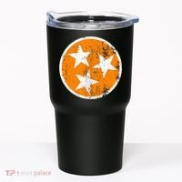 Distressed 3 Star Tn State Orange And White Tennessee Flag Tumbler thumb 0