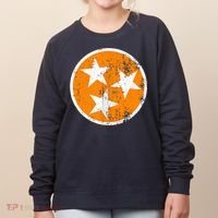 Distressed 3 Star Tn State Orange And White Tennessee Flag Women's Sweatshirt thumb 0