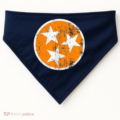 Distressed 3 Star Tn State Orange And White Tennessee Flag USA-Made Doggie Bandana