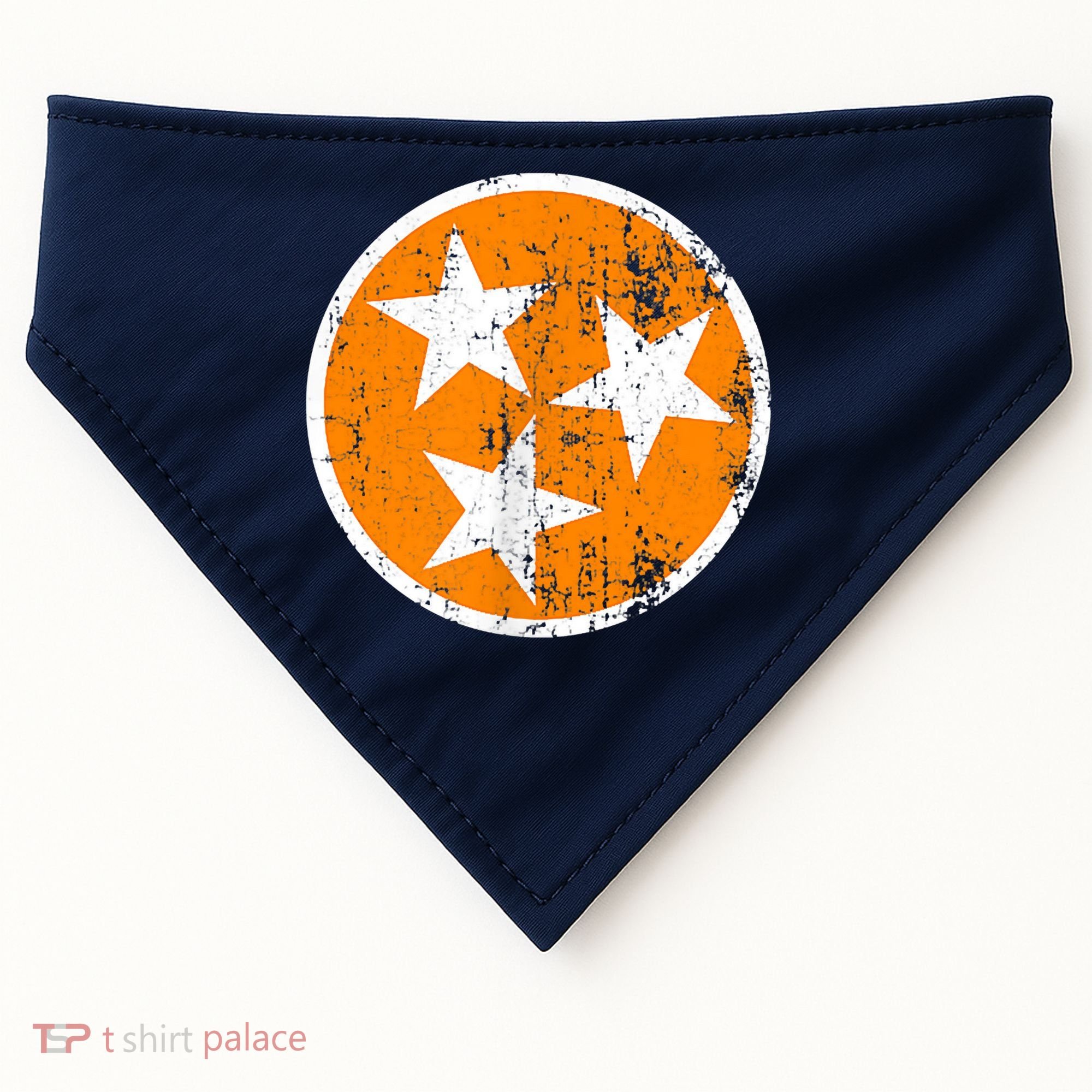 Distressed 3 Star Tn State Orange And White Tennessee Flag USA-Made Doggie Bandana