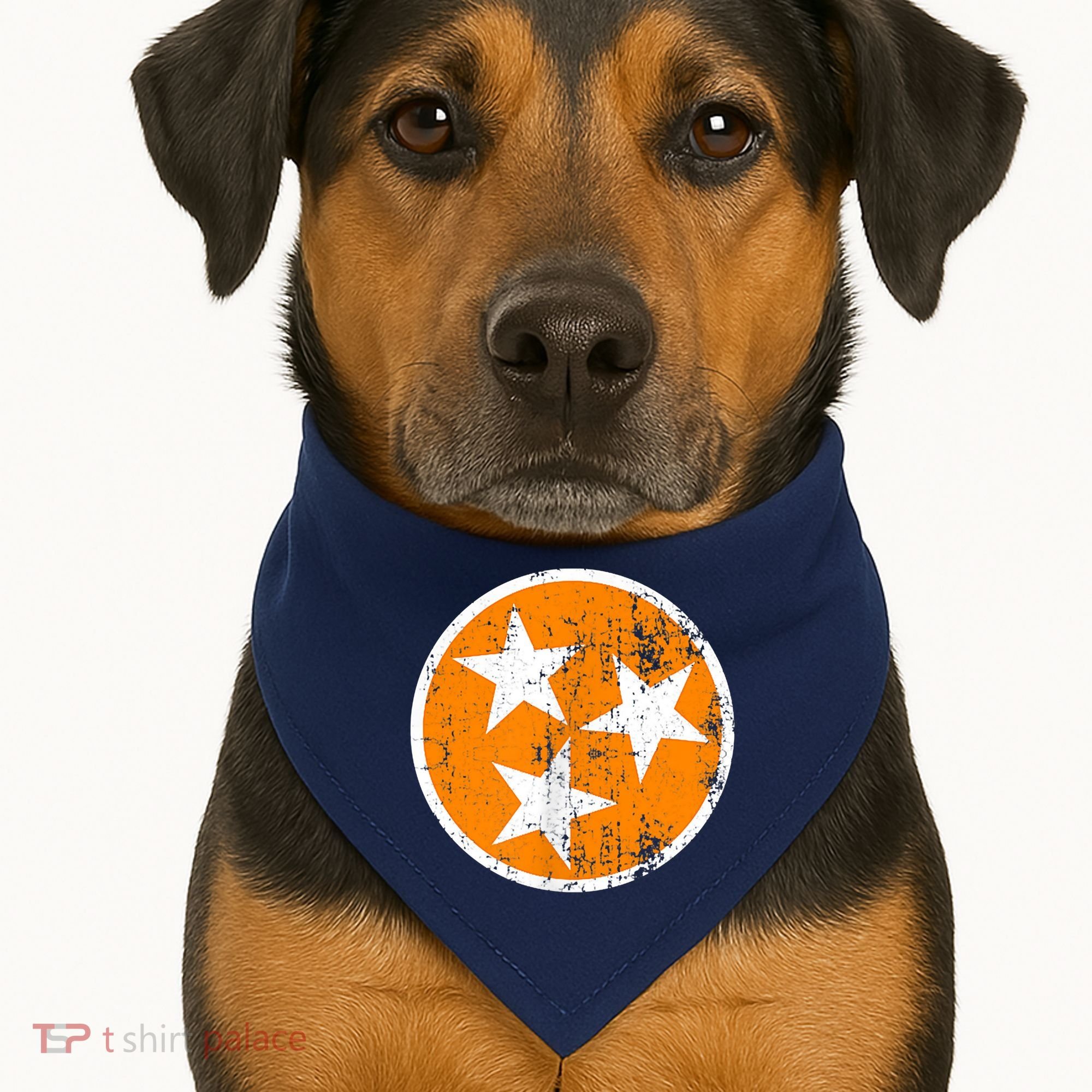 Distressed 3 Star Tn State Orange And White Tennessee Flag USA-Made Doggie Bandana