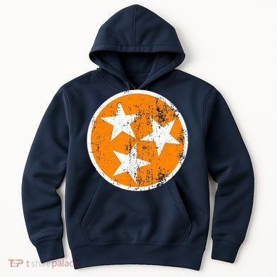 Distressed 3 Star Tn State Orange And White Tennessee Flag Hoodie