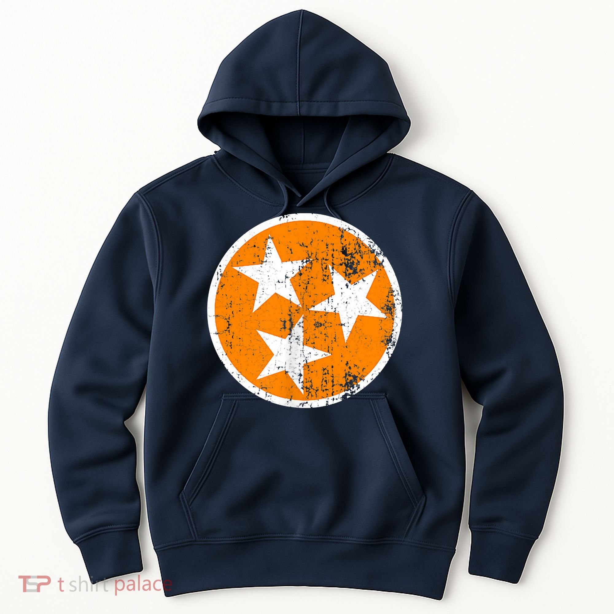 Distressed 3 Star Tn State Orange And White Tennessee Flag Hoodie