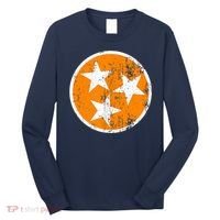 Distressed 3 Star Tn State Orange And White Tennessee Flag Long Sleeve Shirt thumb 0
