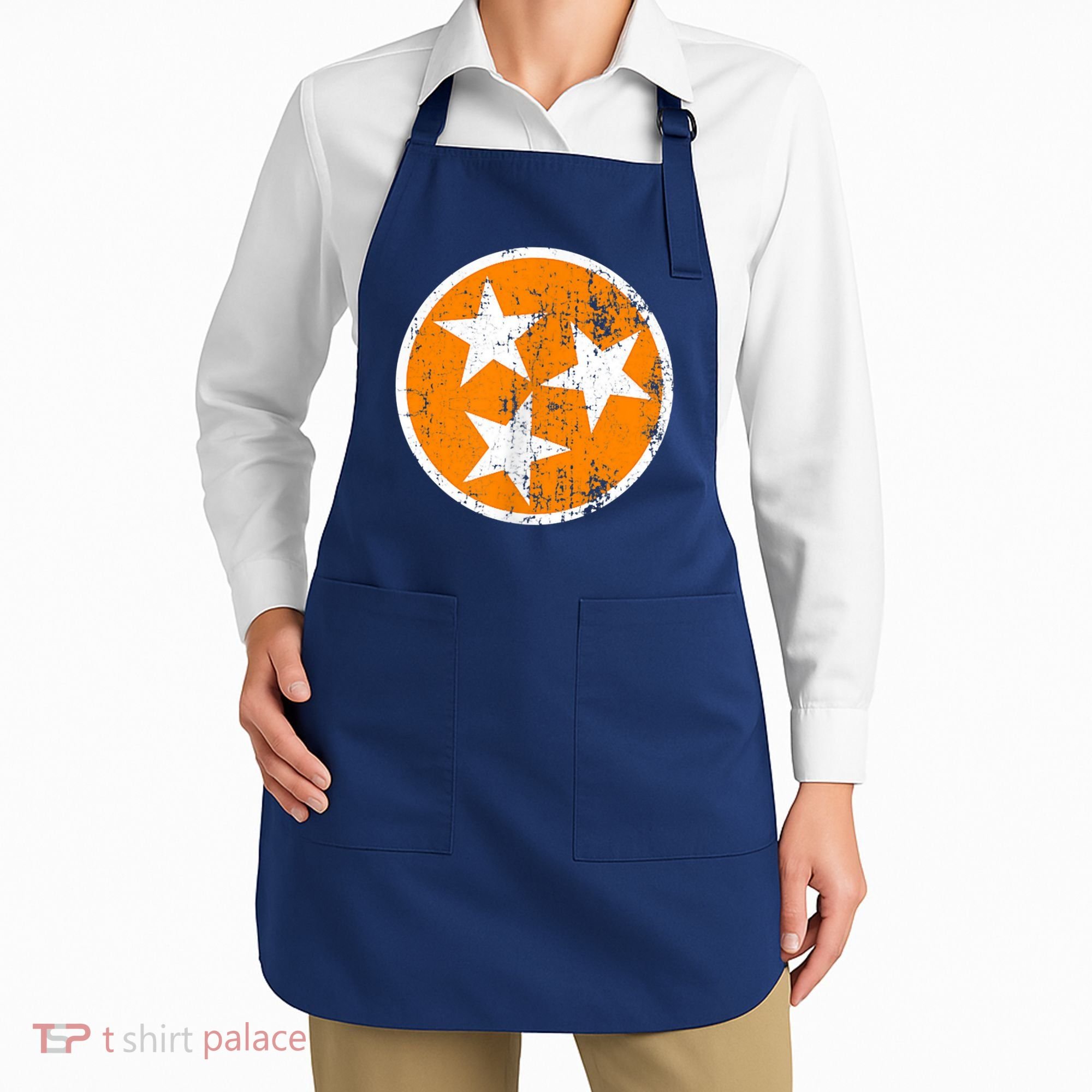 Distressed 3 Star Tn State Orange And White Tennessee Flag Apron