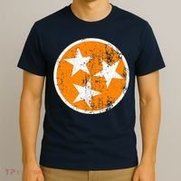 Distressed 3 Star Tn State Orange And White Tennessee Flag T-Shirt thumb 3