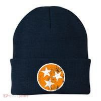 Distressed 3 Star Tn State Orange And White Tennessee Flag Beanie thumb 0