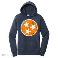 Distressed 3 Star Tn State Orange And White Tennessee Flag Women's Hoodie thumb 0