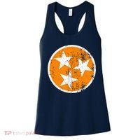 Distressed 3 Star Tn State Orange And White Tennessee Flag Women's Tank Top thumb 0