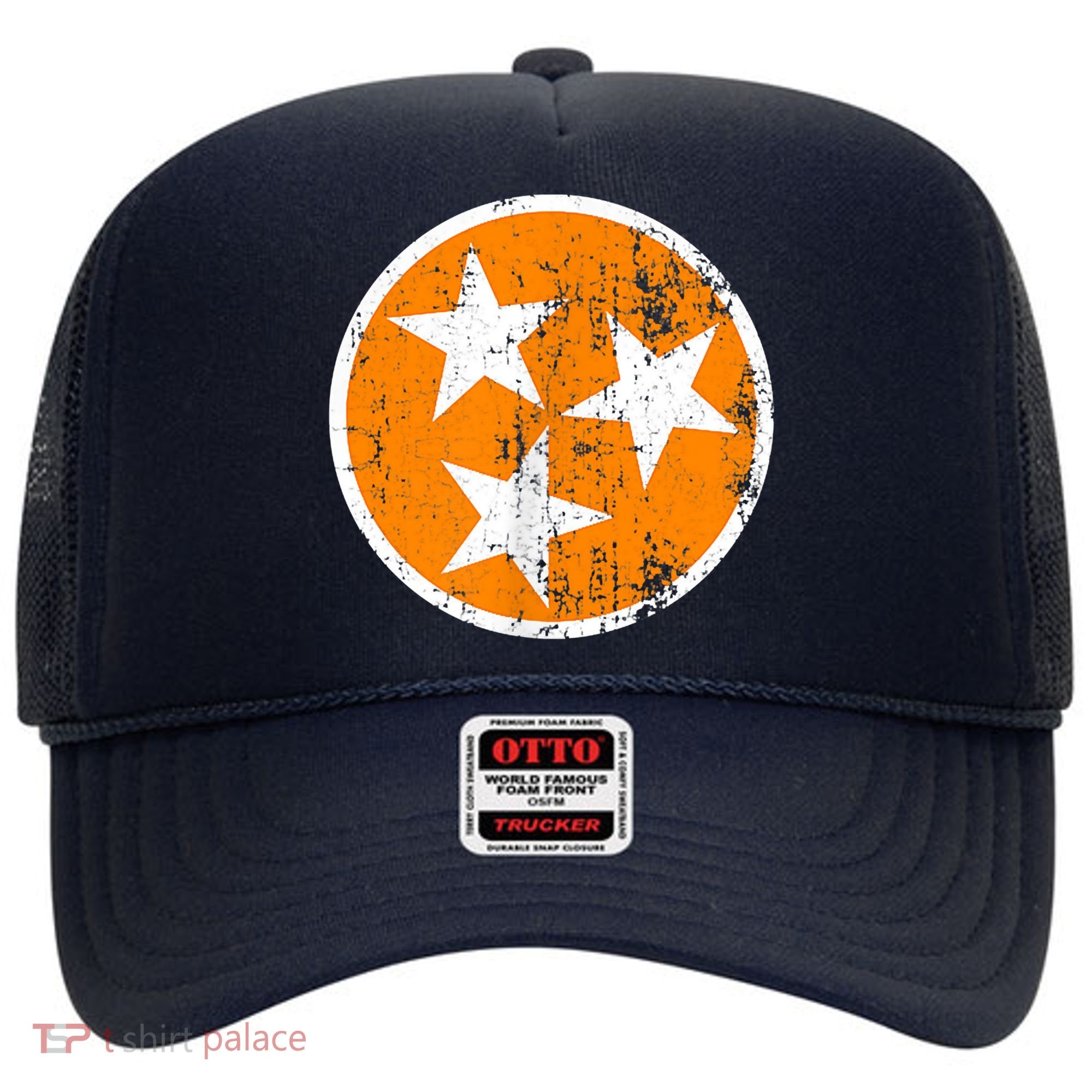 Distressed 3 Star Tn State Orange And White Tennessee Flag Hat