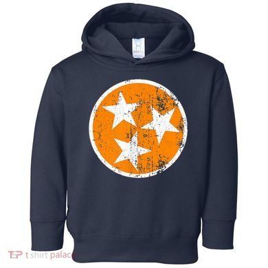 Distressed 3 Star Tn State Orange And White Tennessee Flag Toddler Hoodie