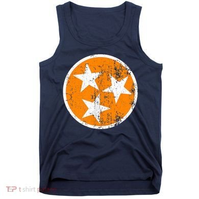 Distressed 3 Star Tn State Orange And White Tennessee Flag Tank Top