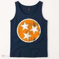 Distressed 3 Star Tn State Orange And White Tennessee Flag Tank Top thumb 2