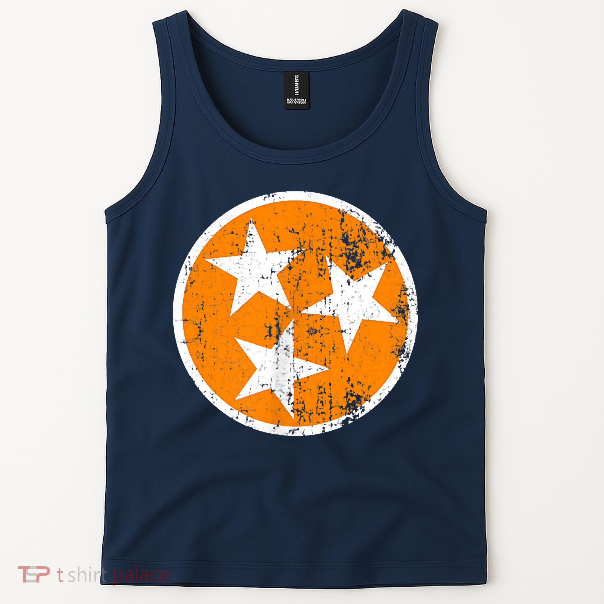 Distressed 3 Star Tn State Orange And White Tennessee Flag Tank Top