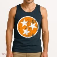 Distressed 3 Star Tn State Orange And White Tennessee Flag Tank Top thumb 3