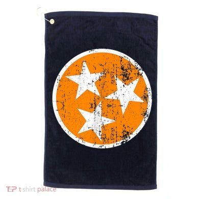Distressed 3 Star Tn State Orange And White Tennessee Flag Golf Towel