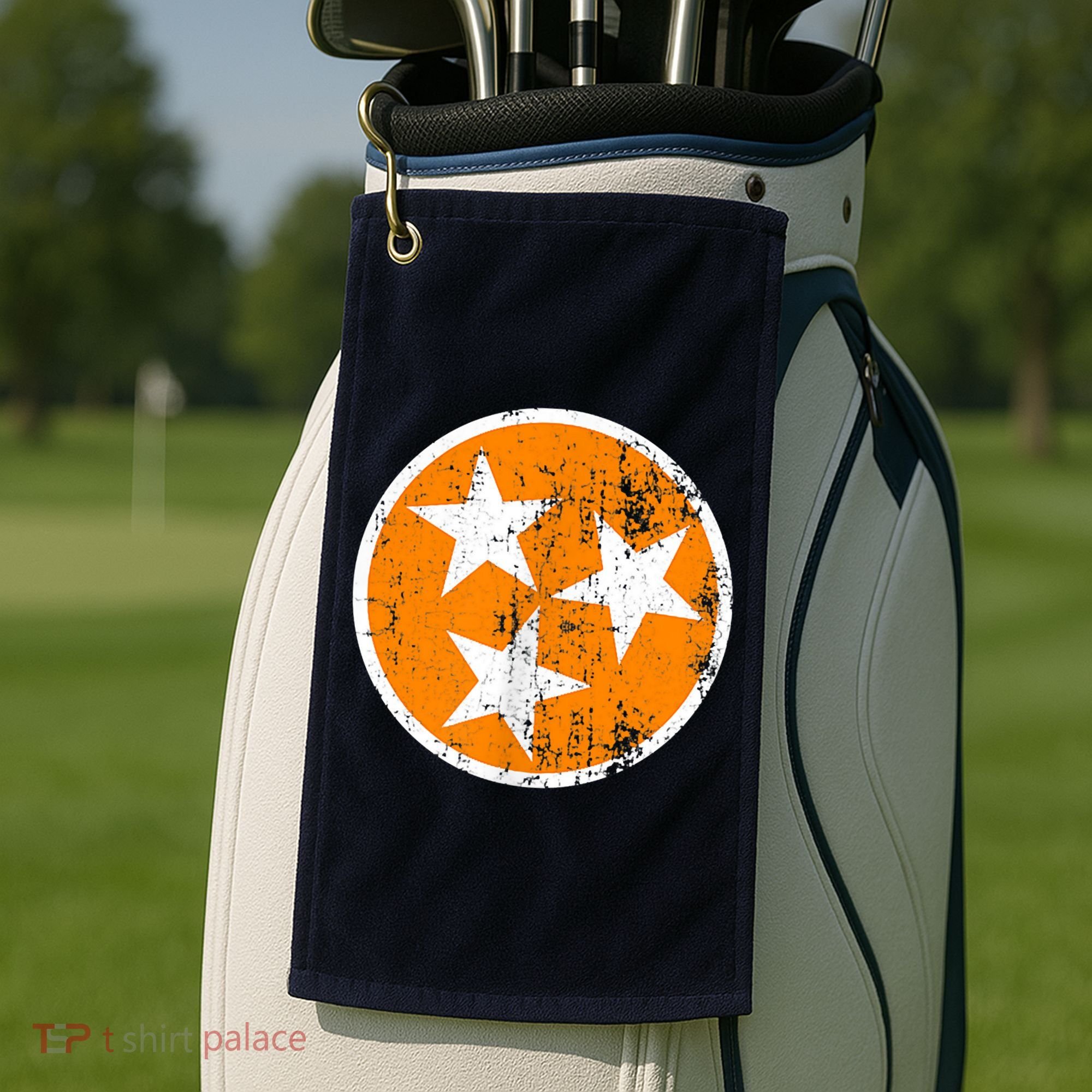 Distressed 3 Star Tn State Orange And White Tennessee Flag Golf Towel