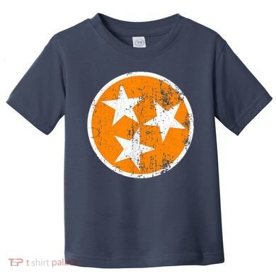Distressed 3 Star Tn State Orange And White Tennessee Flag Toddler T-Shirt