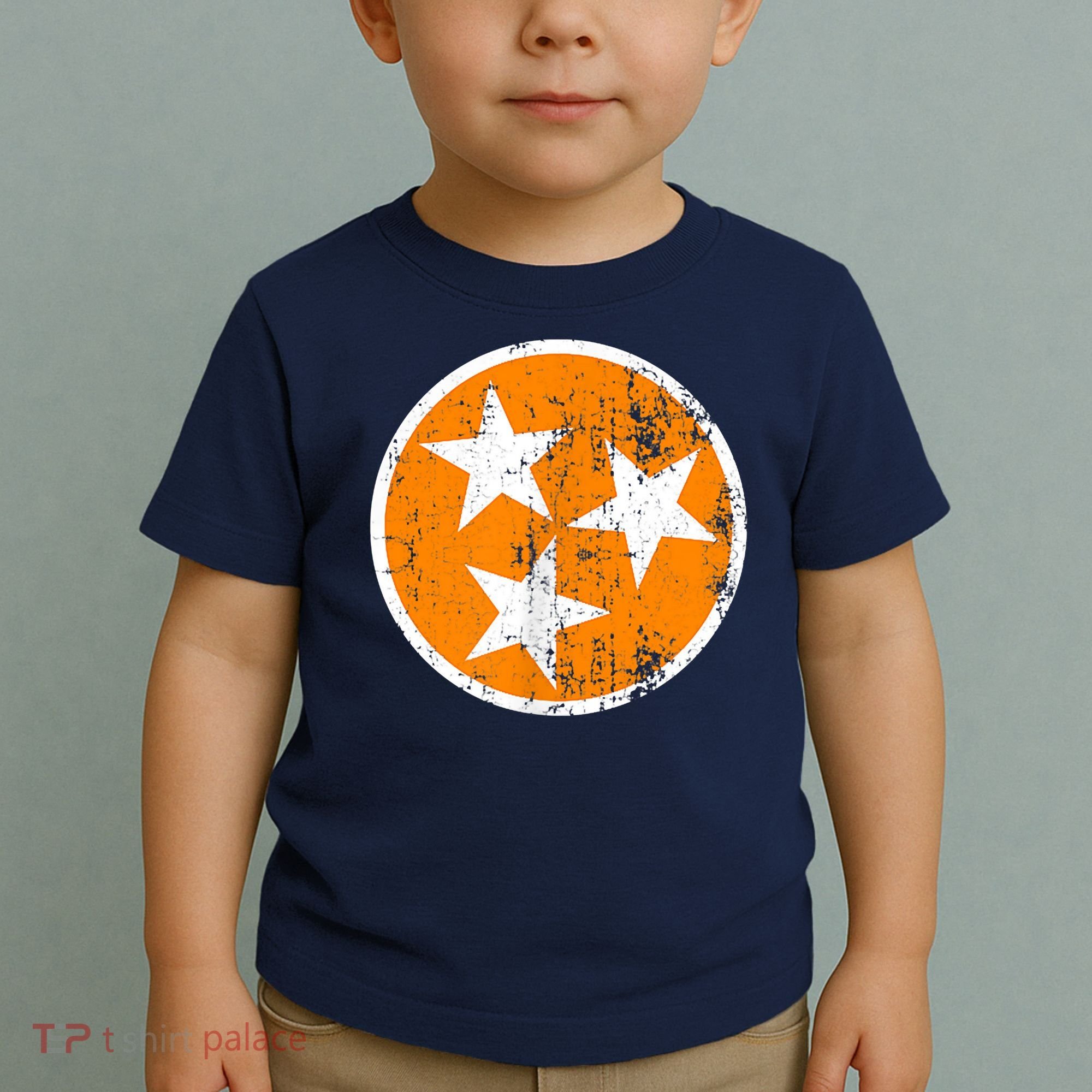 Distressed 3 Star Tn State Orange And White Tennessee Flag Toddler T-Shirt