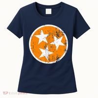 Distressed 3 Star Tn State Orange And White Tennessee Flag Women's T-Shirt thumb 0