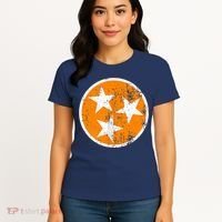 Distressed 3 Star Tn State Orange And White Tennessee Flag Women's T-Shirt thumb 4