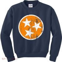 Distressed 3 Star Tn State Orange And White Tennessee Flag Kids Sweatshirt thumb 0