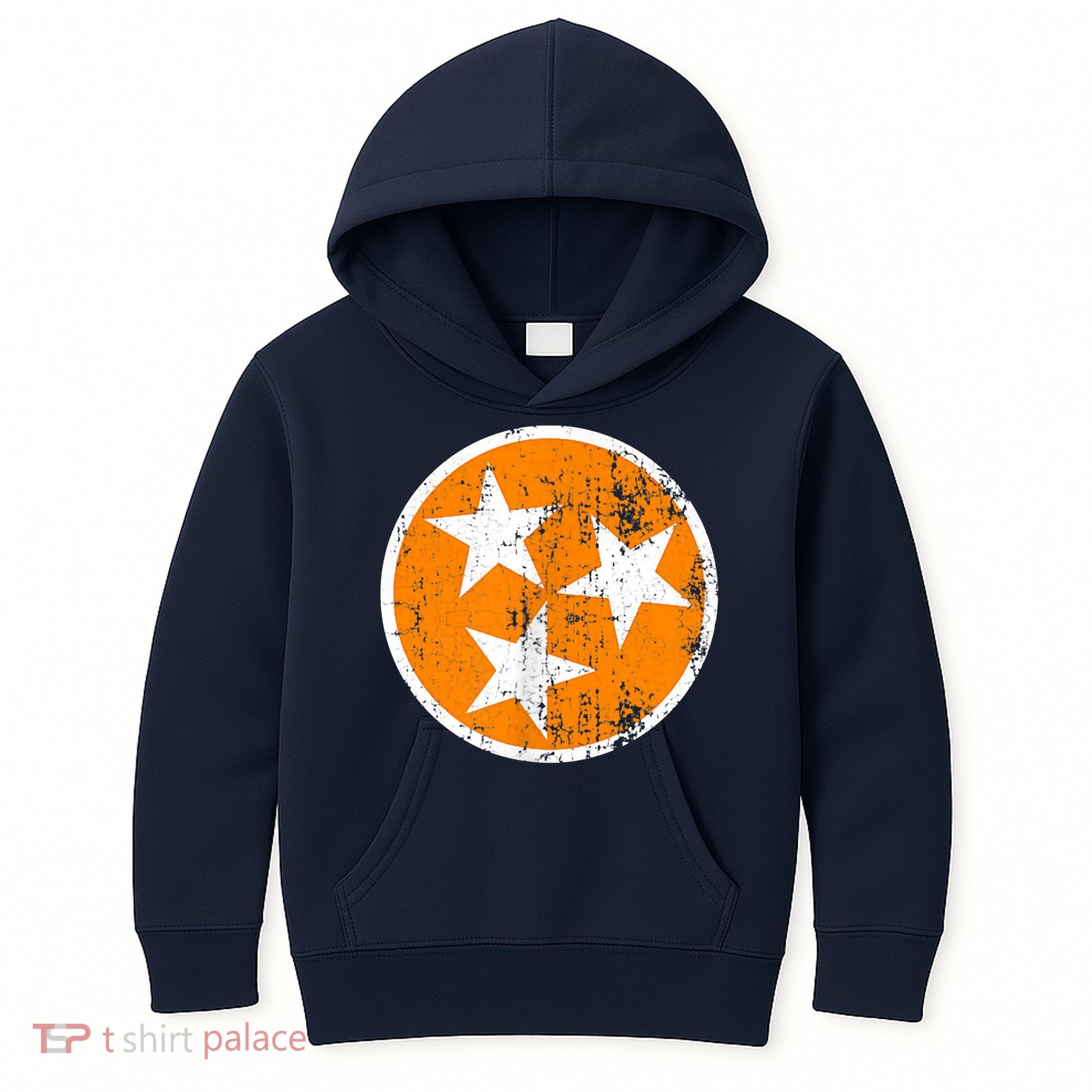 Distressed 3 Star Tn State Orange And White Tennessee Flag Kids Hoodie