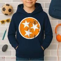 Distressed 3 Star Tn State Orange And White Tennessee Flag Kids Hoodie thumb 2