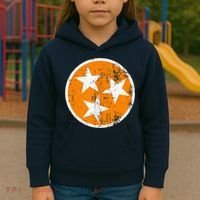 Distressed 3 Star Tn State Orange And White Tennessee Flag Kids Hoodie thumb 3