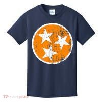 Distressed 3 Star Tn State Orange And White Tennessee Flag Kids T-Shirt thumb 0
