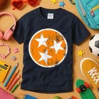 Distressed 3 Star Tn State Orange And White Tennessee Flag Kids T-Shirt thumb 3