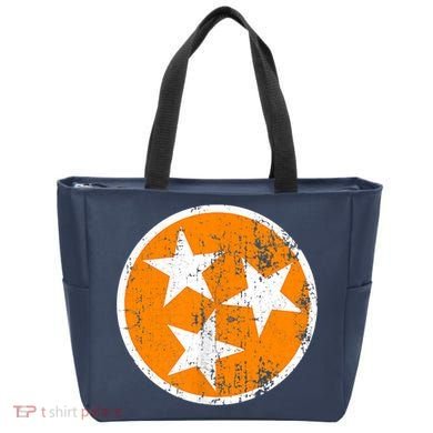 Distressed 3 Star Tn State Orange And White Tennessee Flag Tote Bag