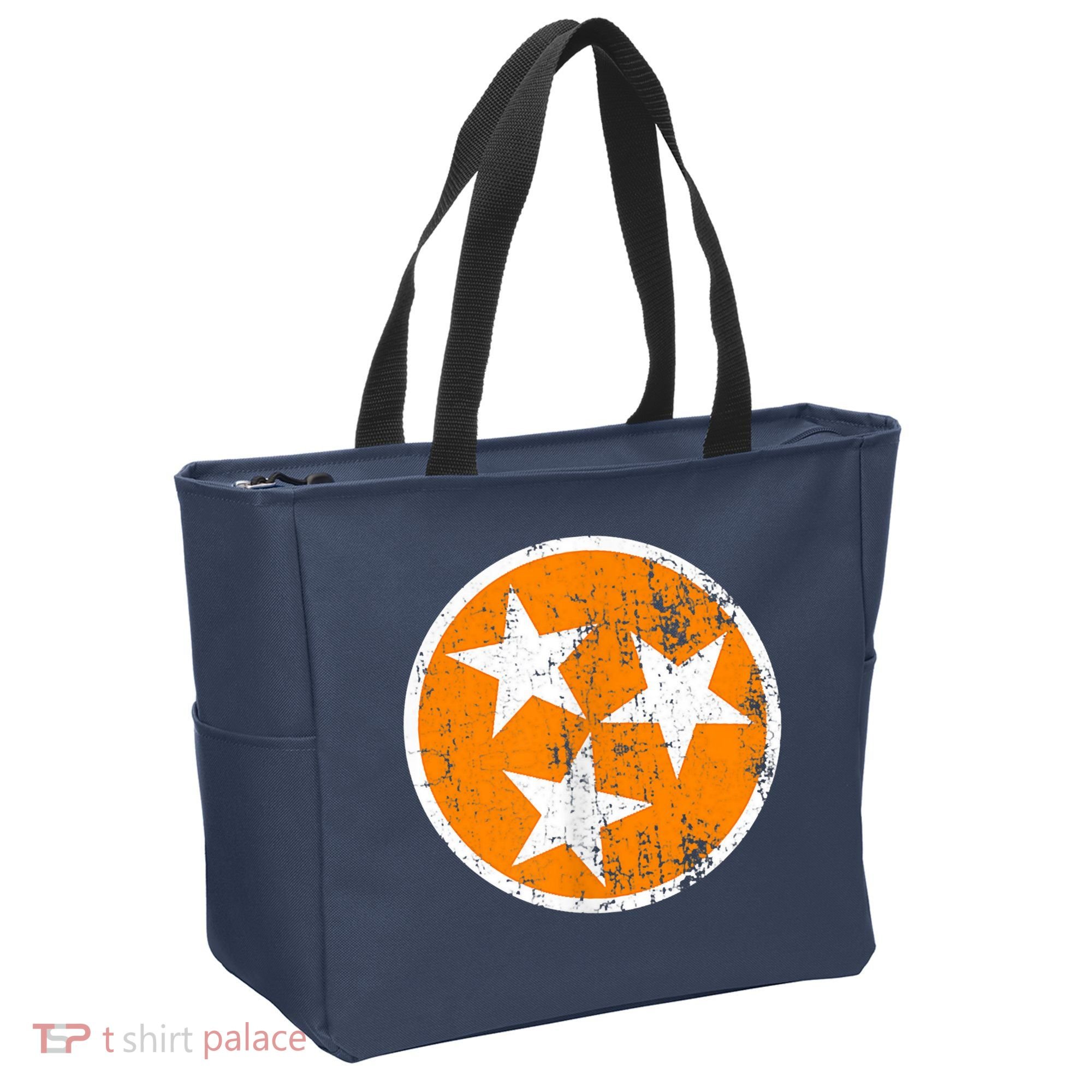 Distressed 3 Star Tn State Orange And White Tennessee Flag Tote Bag