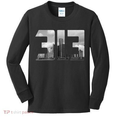 Detroit 313 Vintage Kids Long Sleeve Shirt