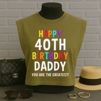 Daddy 40th Birthday Happy Birthday Garment-Dyed Women's Muscle Tee thumb 3