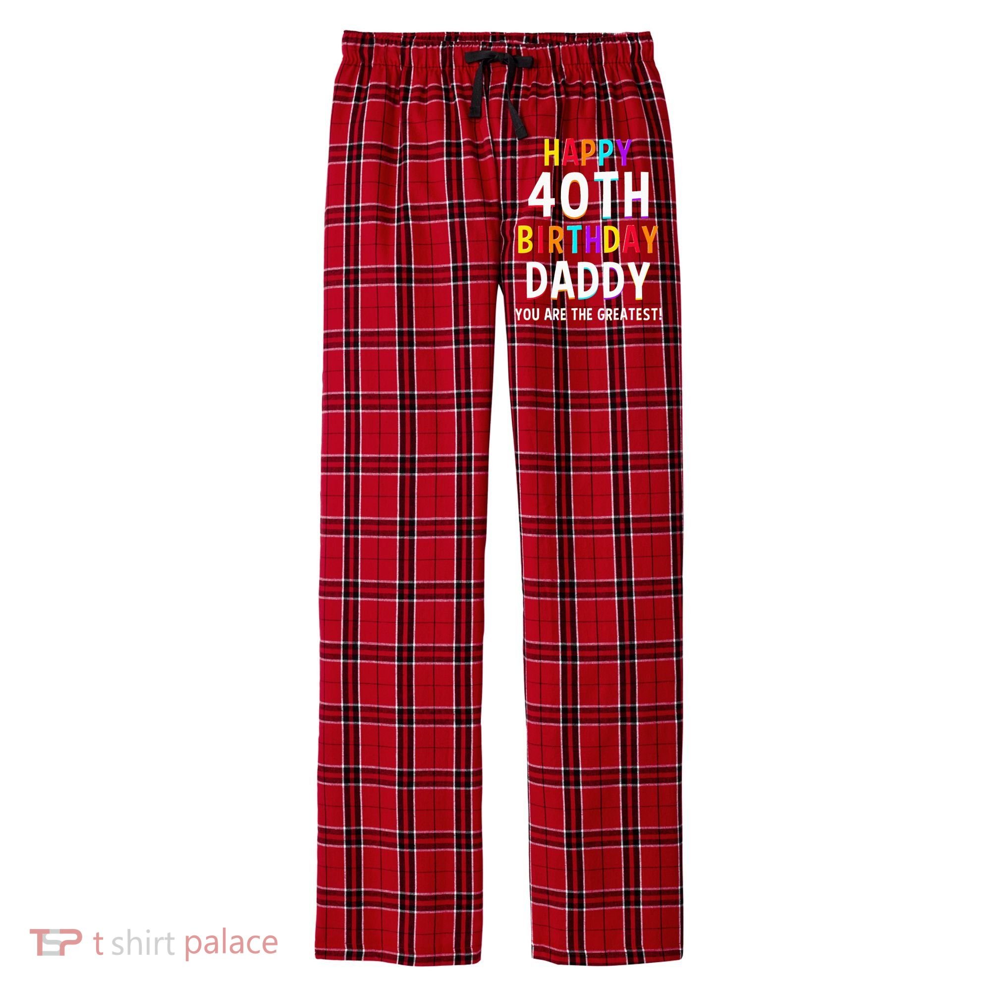 Daddy 40th Birthday Happy Birthday Men's Flannel Plaid Pajama Pants