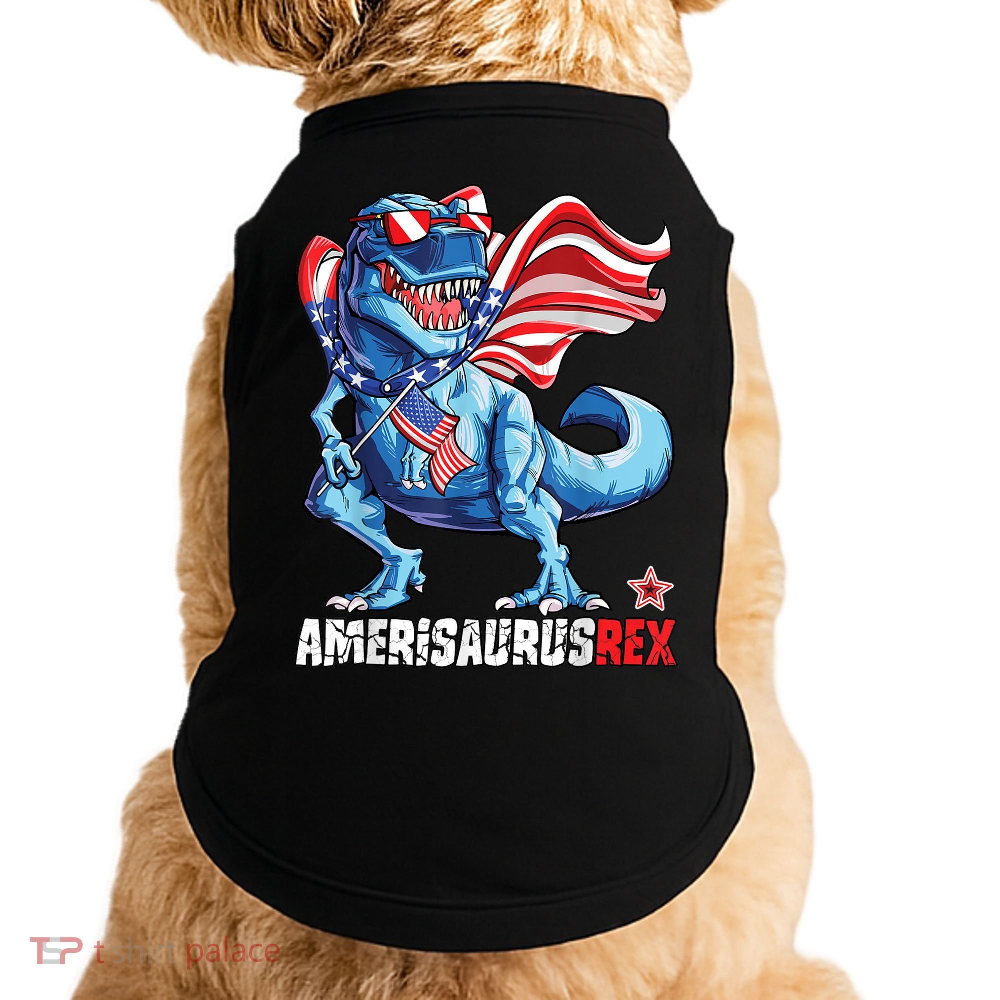 Dinosaur 4th Of July Amerisaurus T Rex Funny Doggie Tank