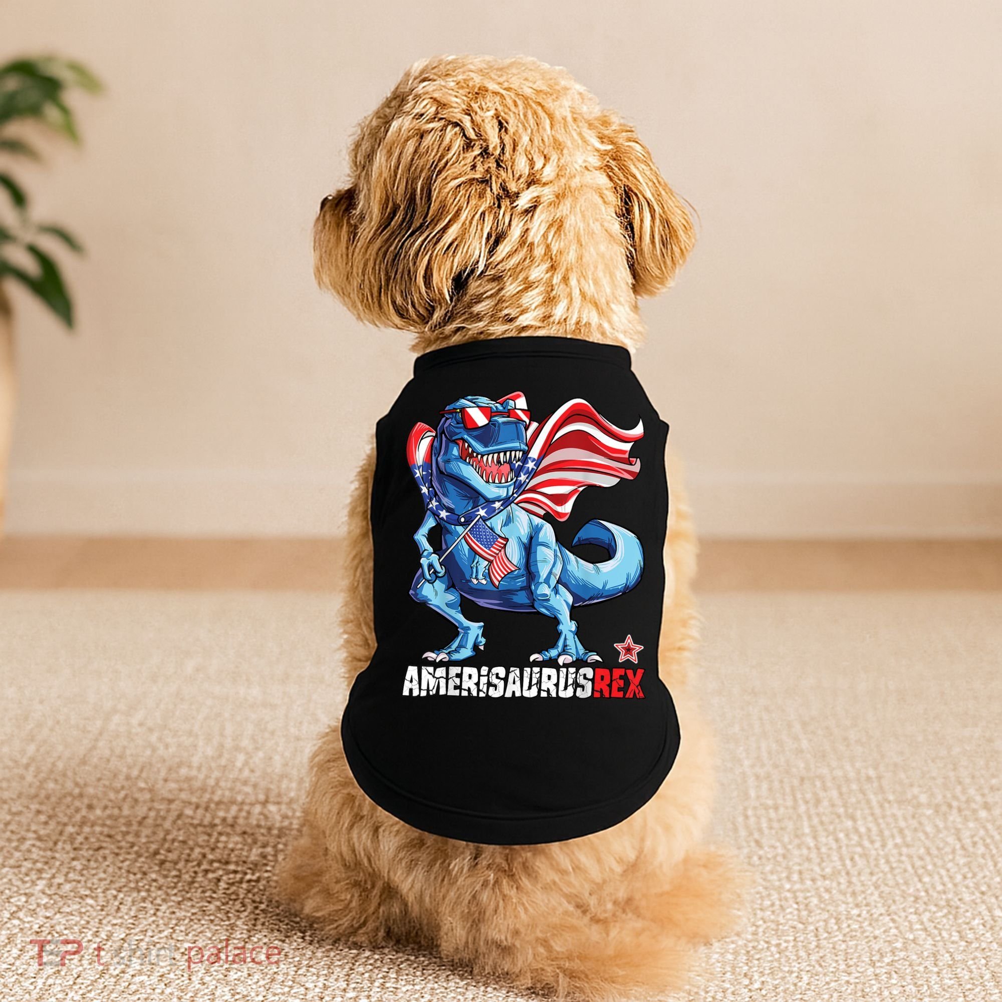 Dinosaur 4th Of July Amerisaurus T Rex Funny Doggie Tank