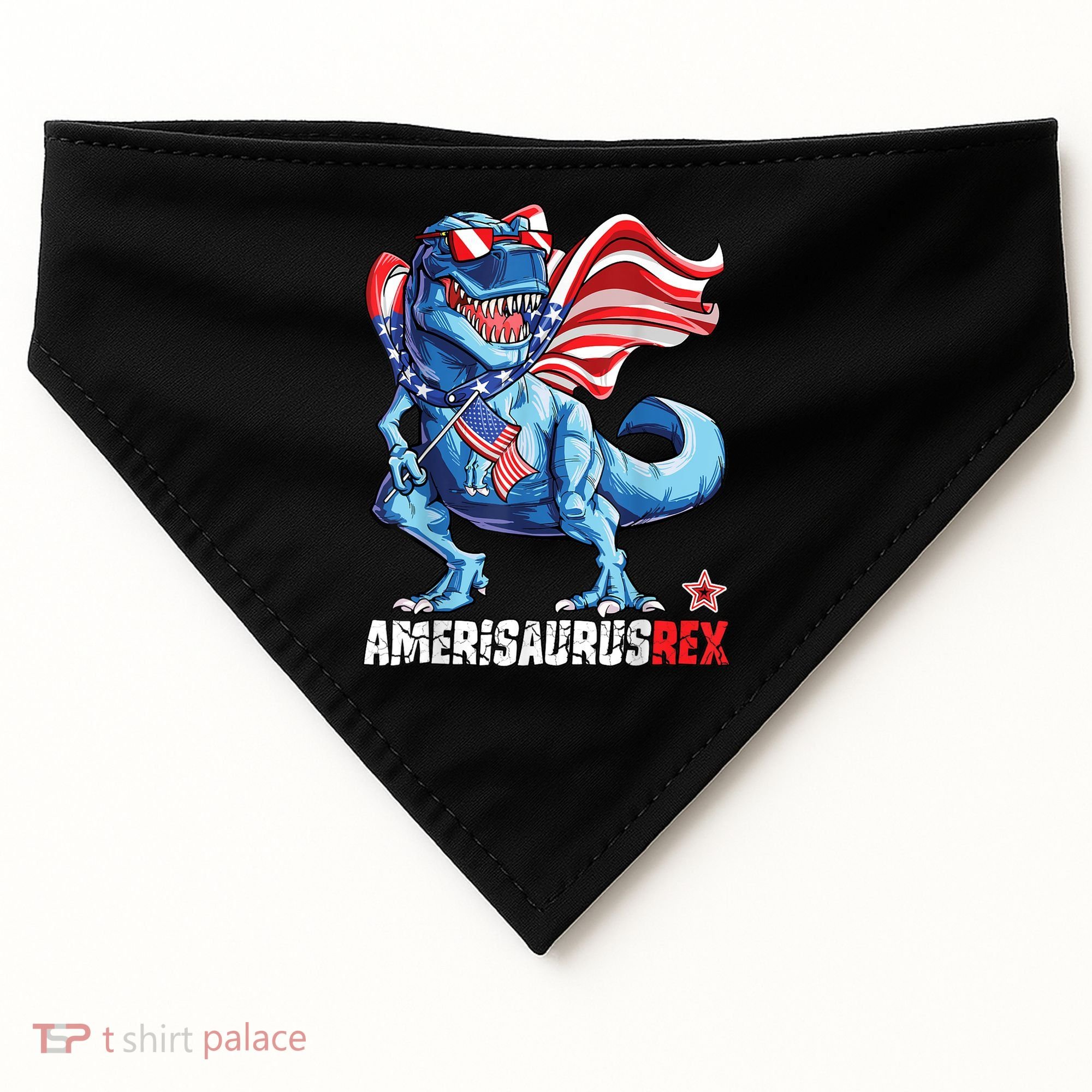 Dinosaur 4th Of July Amerisaurus T Rex Funny USA-Made Doggie Bandana