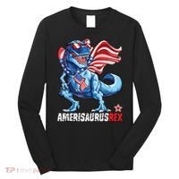 Dinosaur 4th Of July Amerisaurus T Rex Funny Long Sleeve Shirt thumb 0