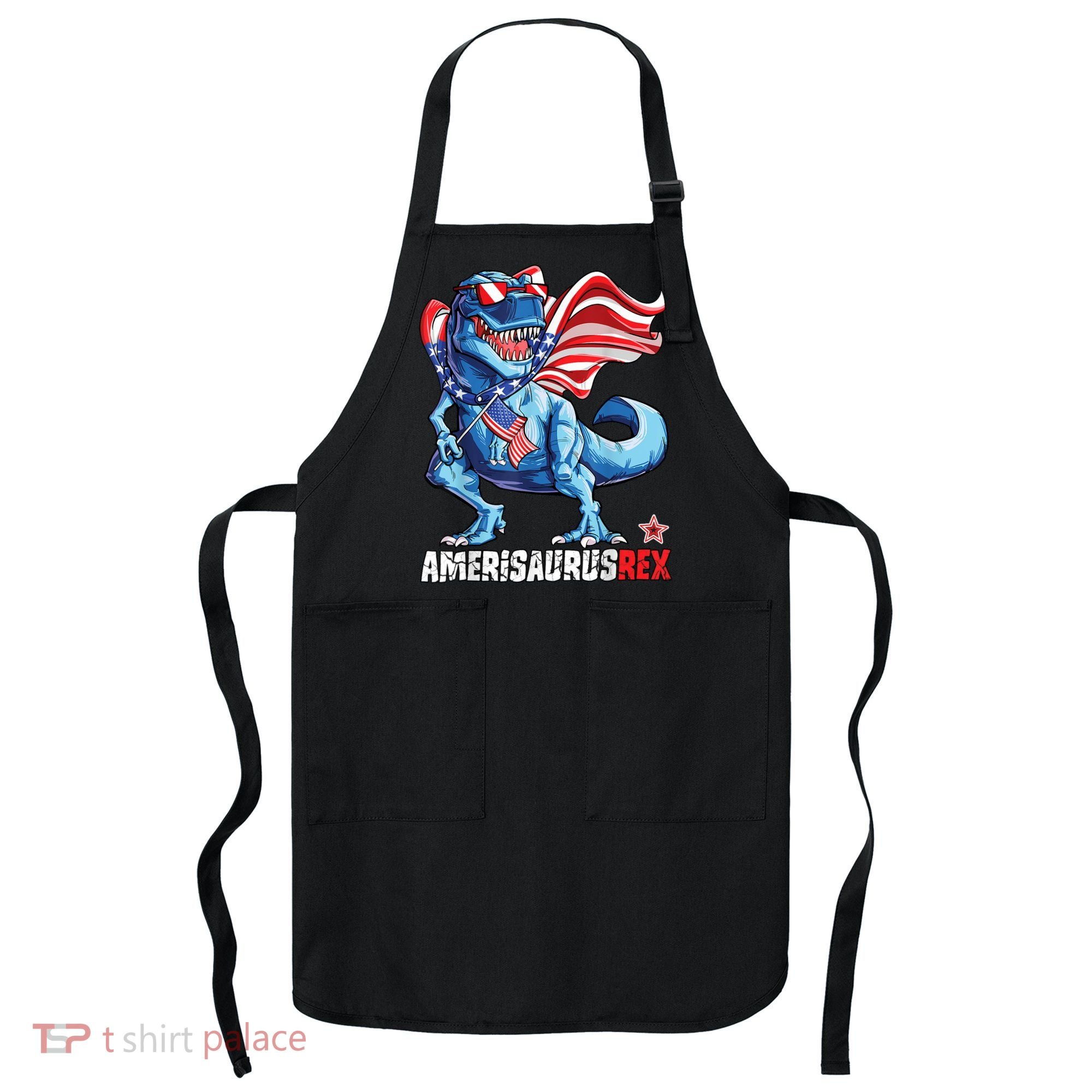Dinosaur 4th Of July Amerisaurus T Rex Funny Apron