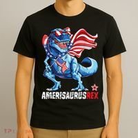 Dinosaur 4th Of July Amerisaurus T Rex Funny T-Shirt thumb 3