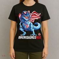 Dinosaur 4th Of July Amerisaurus T Rex Funny T-Shirt thumb 4
