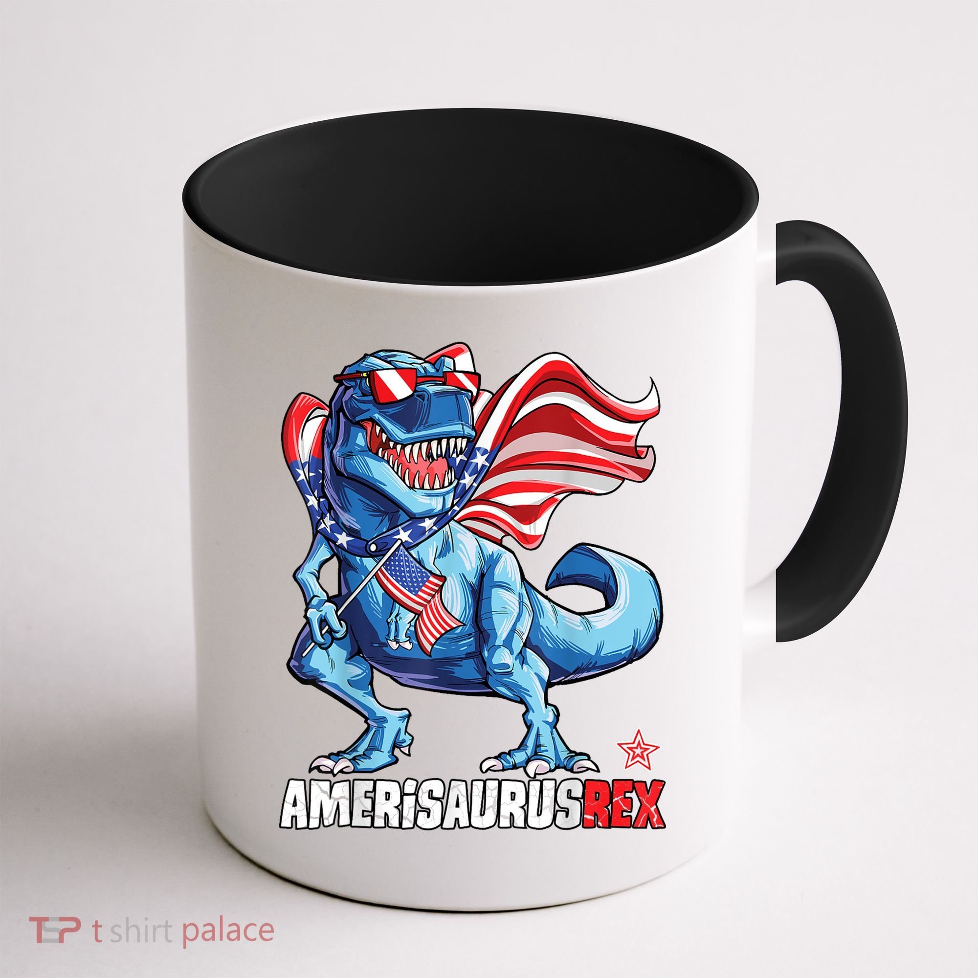 Dinosaur 4th Of July Amerisaurus T Rex Funny Coffee Mug